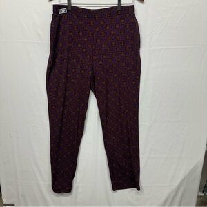 Susan Graver Stretch Knit Pull On Pants Small Purple Geometric Print